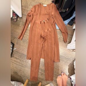 House of CB Mocha Brown Bandage Pants & Cardigan Set